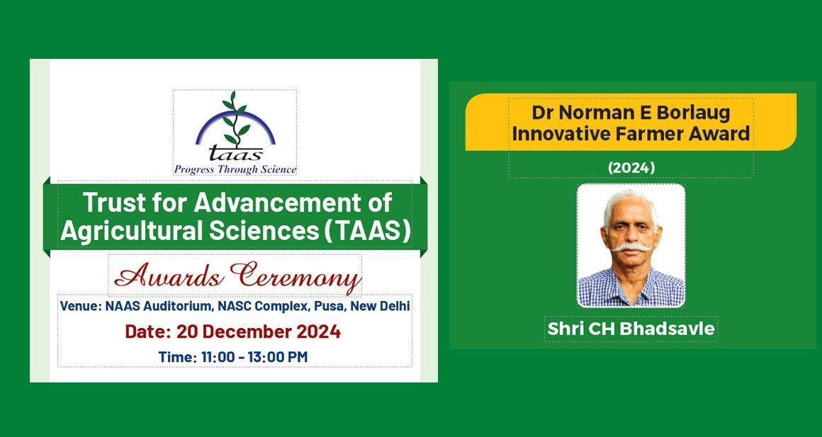 Bhadsavle Receives TAAS Dr. Norman E. Borlaug Innovative Farmer Award